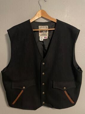 Schaefer Outfitter Vest Mens 3XL Black Wool Western Cowboy Snap USA Style 825